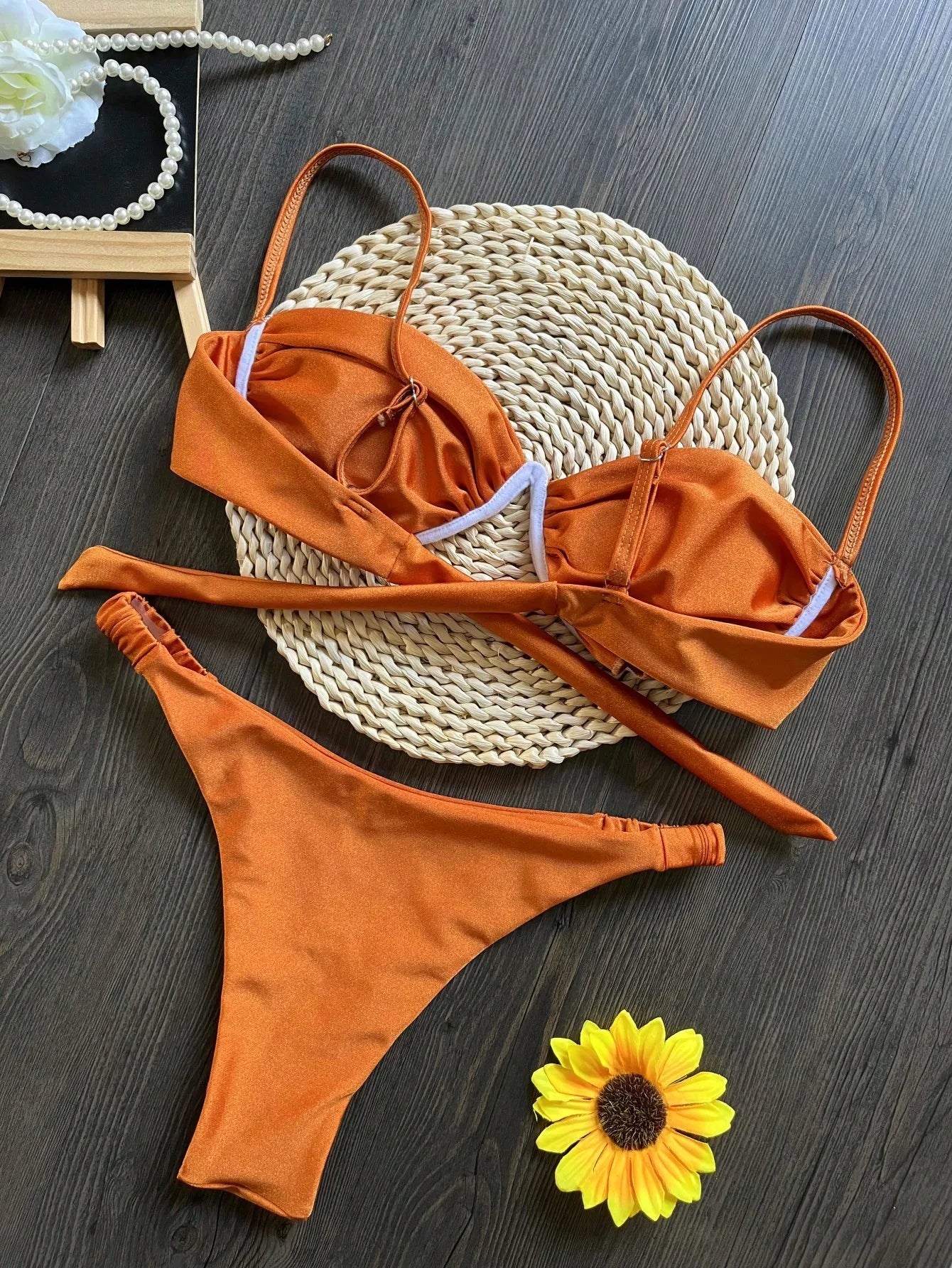 Women's Braided Rope Bikini Set – Two-Piece Triangle Swimwear