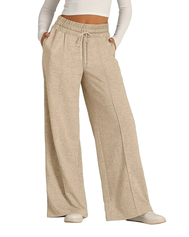 Women's Wide Leg Straight Pants with Drawstring