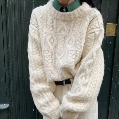 Women's Thickened Warm Cropped Knitted Sweater