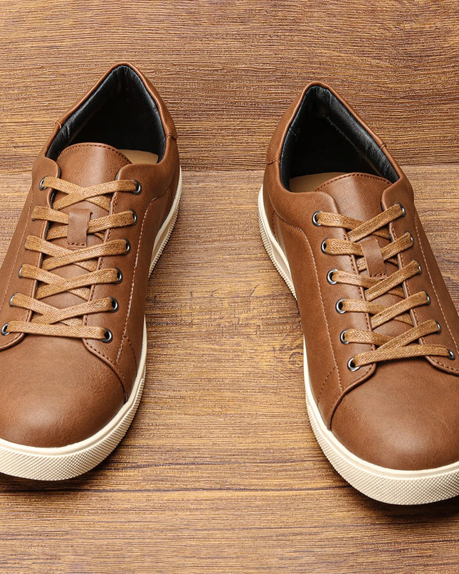 Men's Casual Faux Leather Lace-Up Sneakers