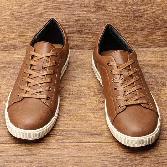 Men's Casual Faux Leather Lace-Up Sneakers
