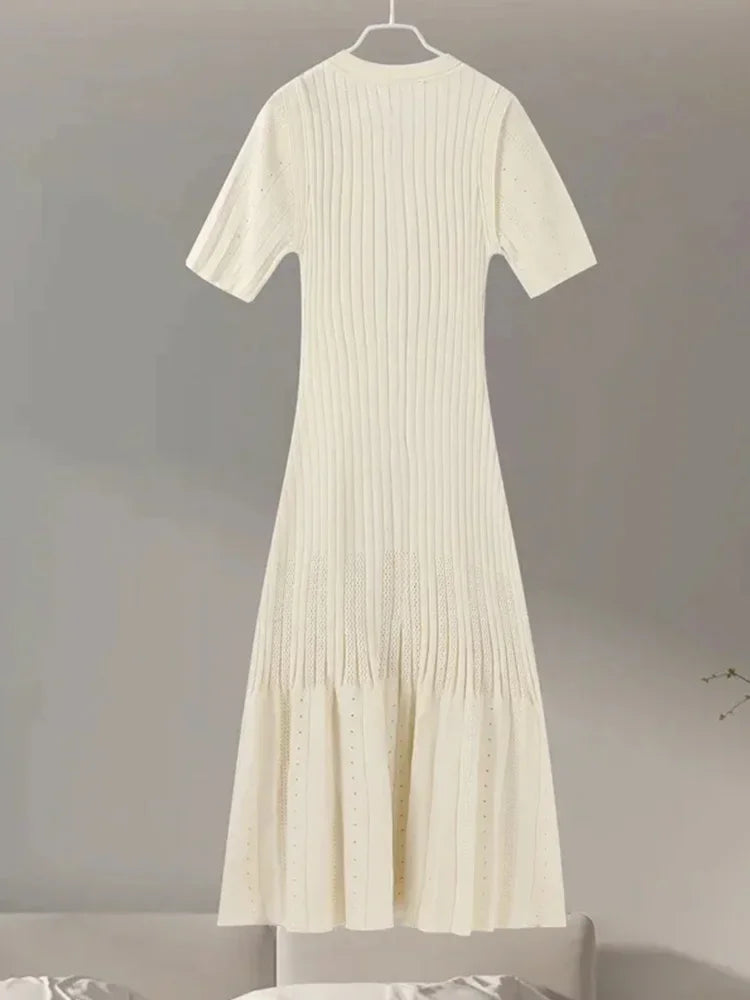 Women's Slim Fit Short Sleeve Knit Dress – Elegant Long Sleeve Summer Dress for Women