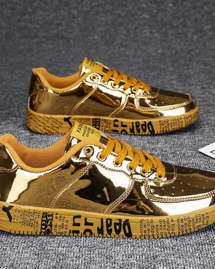 Premium Glossy Lace-Up Sneakers for Men