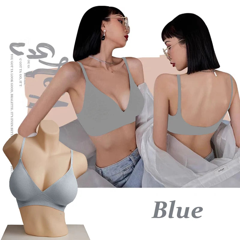 Women's Seamless Deep V Neck Bralette - Comfortable & Stylish Wireless Bra