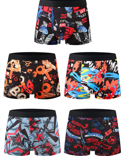 10-Pack Men’s Trendy Graffiti Boxer Briefs  - Comfortable - High-Elasticity