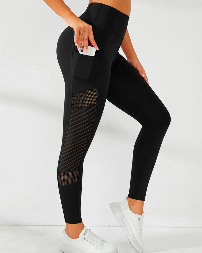 High Stretch Women's Yoga Pants with Side Mesh & Pockets