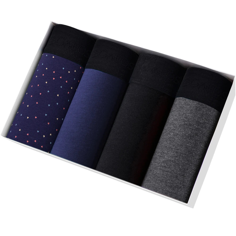 Men's Cotton Boxer Shorts - 4-Pack Comfortable Underwear for All-Day Wear