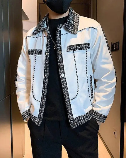Men's Turn-Down Collar Patchwork Jacket