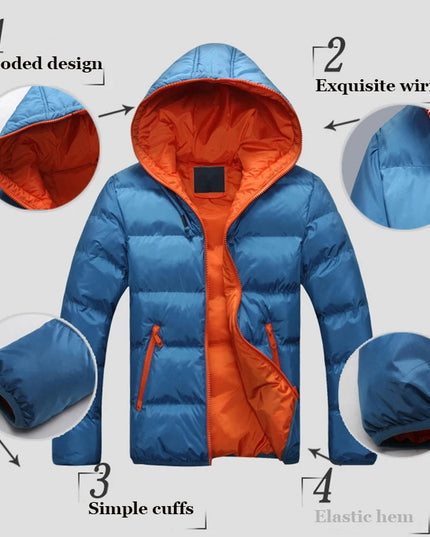 Men's Lightweight Hooded Cotton Parka Jacket - Various Colors