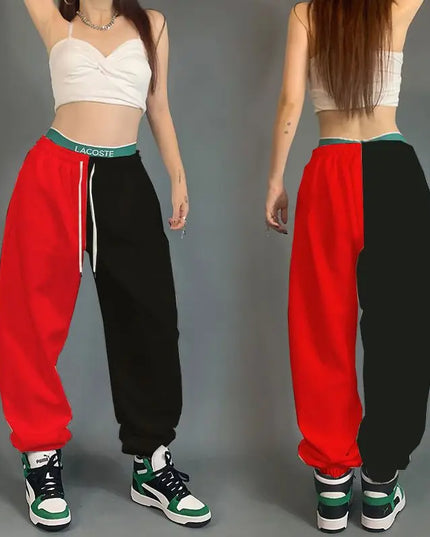 High Waist Women's Cotton Sweatpants with Letter Print