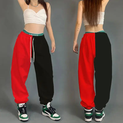 High Waist Women's Cotton Sweatpants with Letter Print