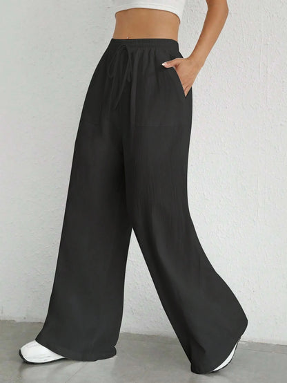 Women's Loose Fit High-Waist Elastic Waist Wide-Leg Sweatpants