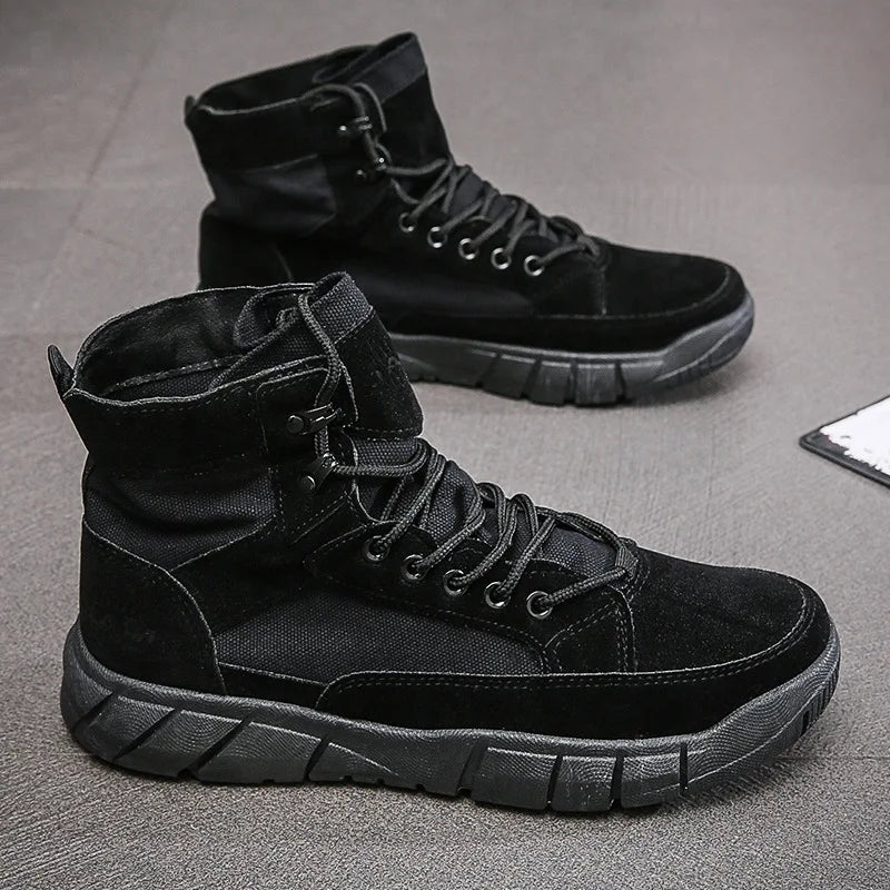 Men's Ankle Boots with Flat Thick Sole