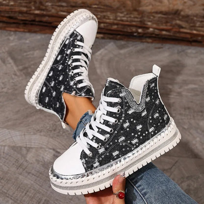 Women's Breathable High-Top Canvas Sneakers