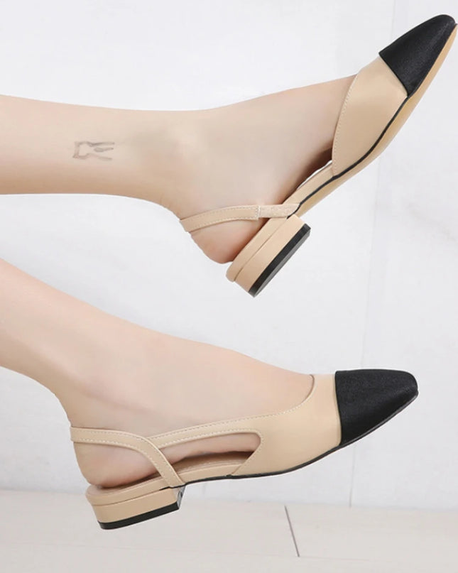 Women's Pointed Toe Sandals with Low Square Heels