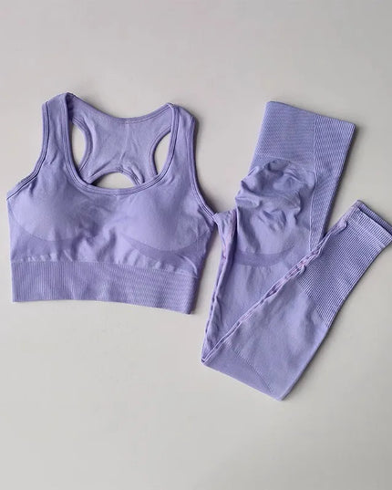 High Waist Seamless Leggings and Bra Set for Women