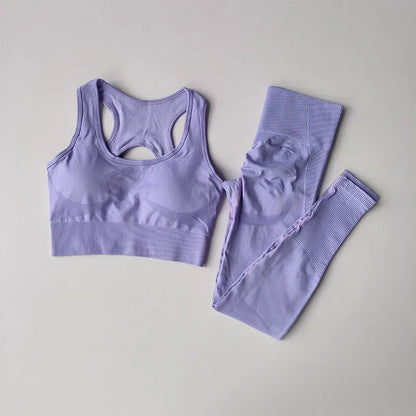 High Waist Seamless Leggings and Bra Set for Women