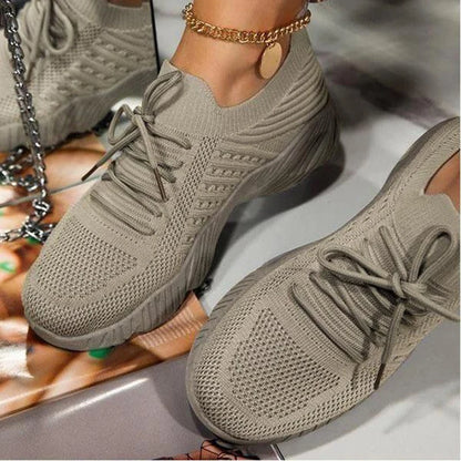 Breathable Casual Women's Sneakers with Lace-Up Design - Various Colors