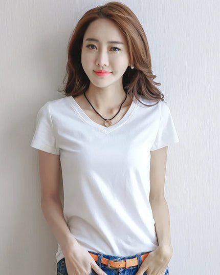 Women's Slim Fit Round and V Neck T-Shirt
