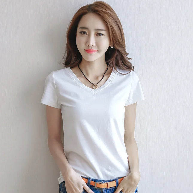 Women's Slim Fit Round and V Neck T-Shirt