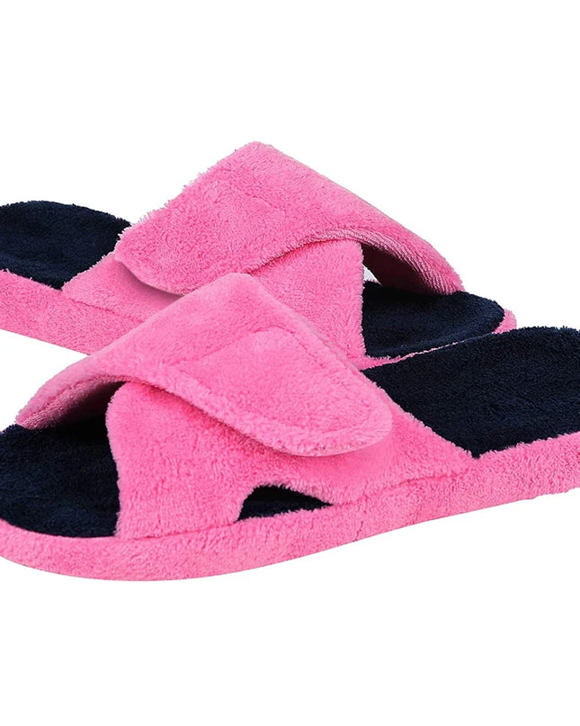 Women's Adjustable Open Toe Slippers with Corduroy Material