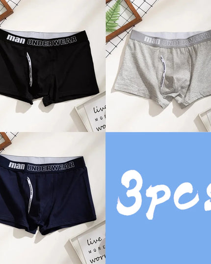 3-Pack Men's 100% Cotton Comfortable Fitted Boxers - Soft Close-Fitting Underwear