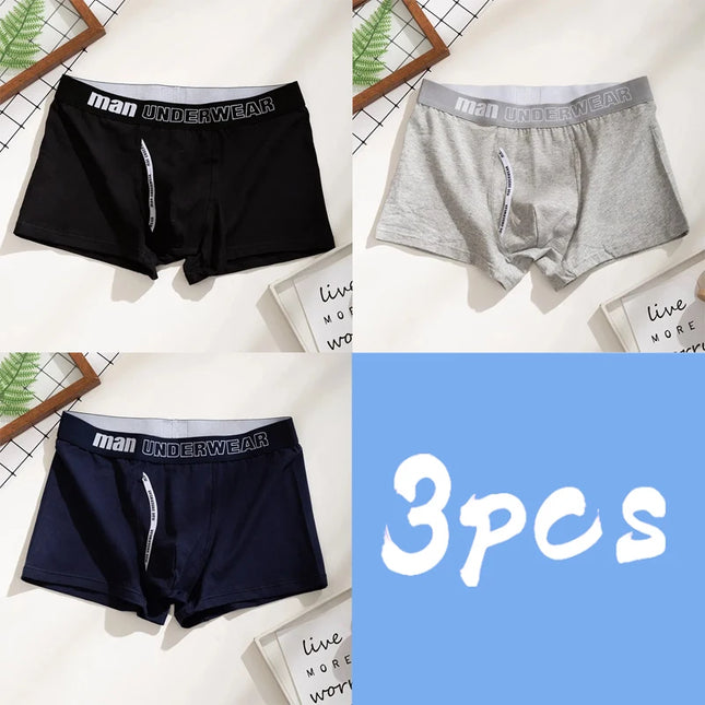 3-Pack Men's 100% Cotton Comfortable Fitted Boxers - Soft Close-Fitting Underwear