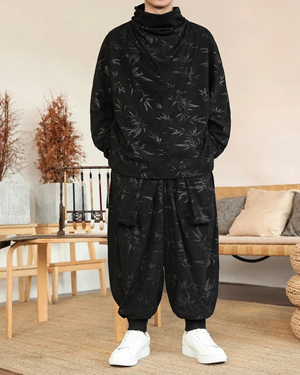 Men's Velvet Two-Piece Set – Loose Sweater & Harem Pants