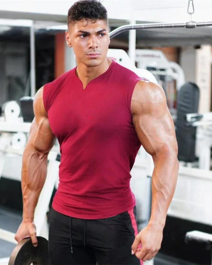 Men's V-Neck Cotton Tank Tops - Breathable & Comfortable