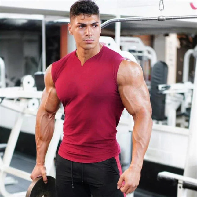 Men's V-Neck Cotton Tank Tops - Breathable & Comfortable