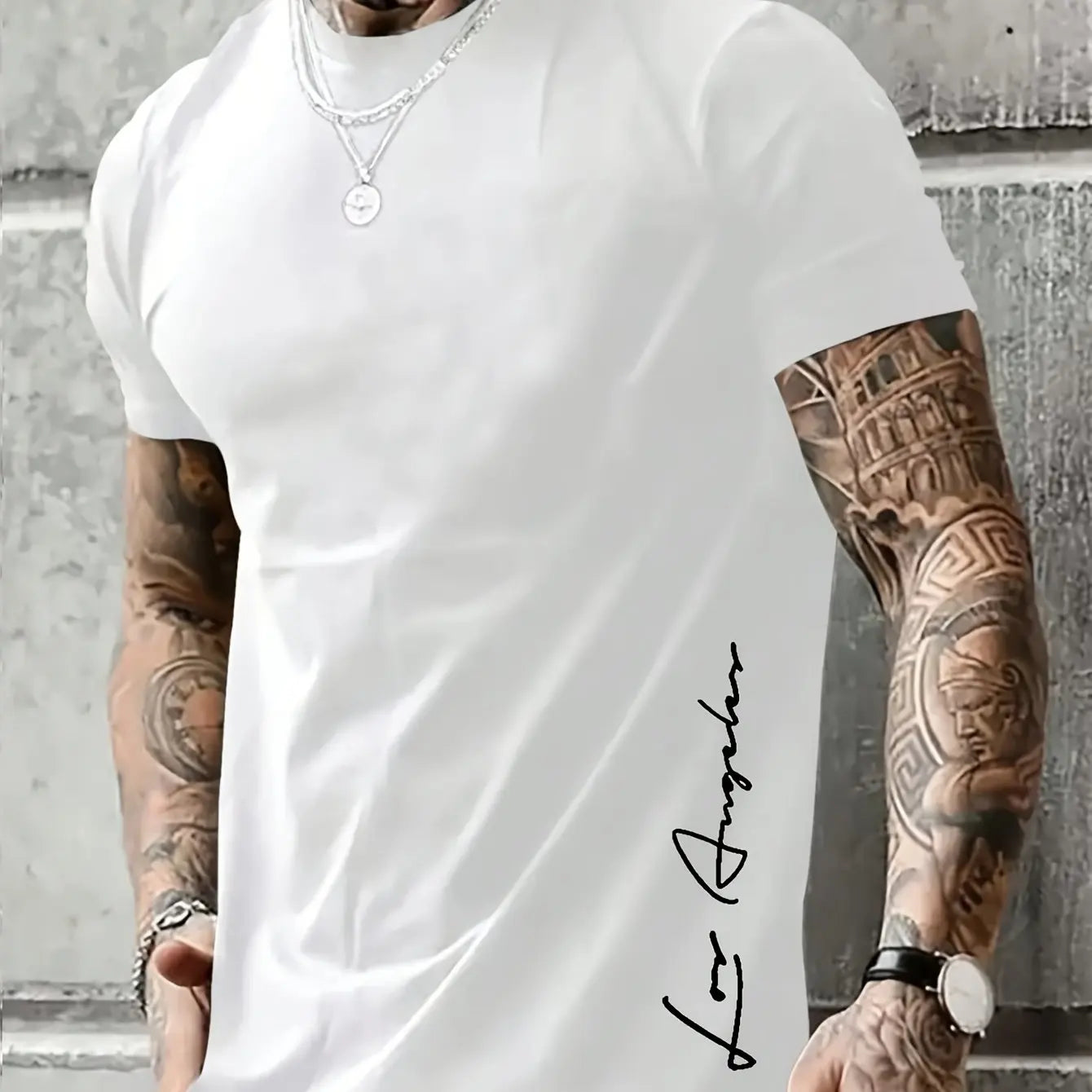 Men's Cotton T-Shirt with Los Angeles Print