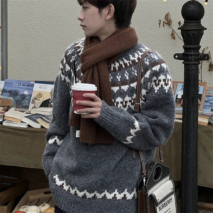 Unisex Loose Fit Stylish Knit Sweater - Casual Warm Knitwear for Men