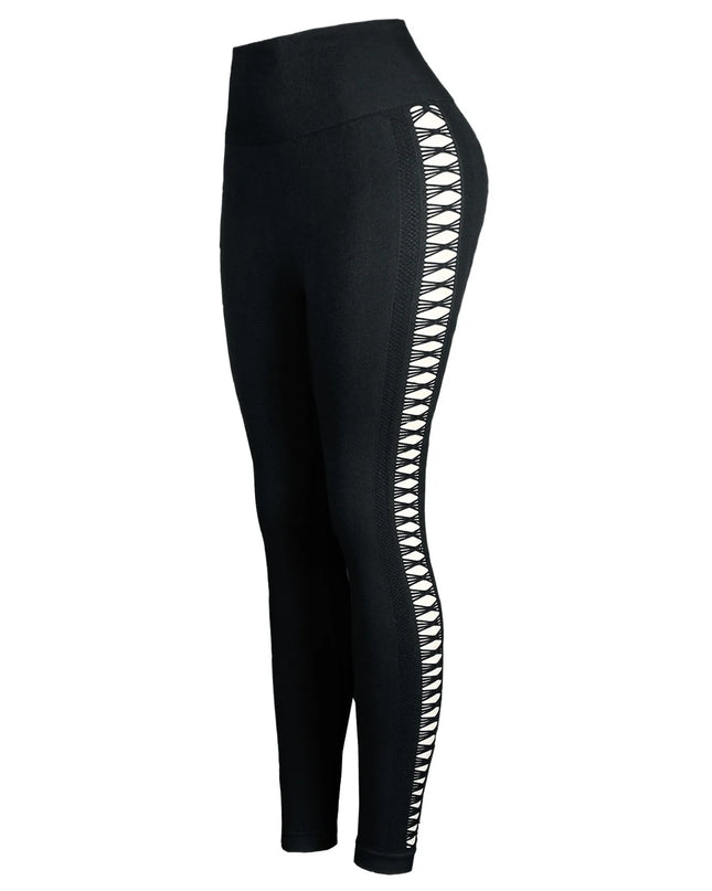 Women's High Waist Seamless Leggings with Side Hollow Design