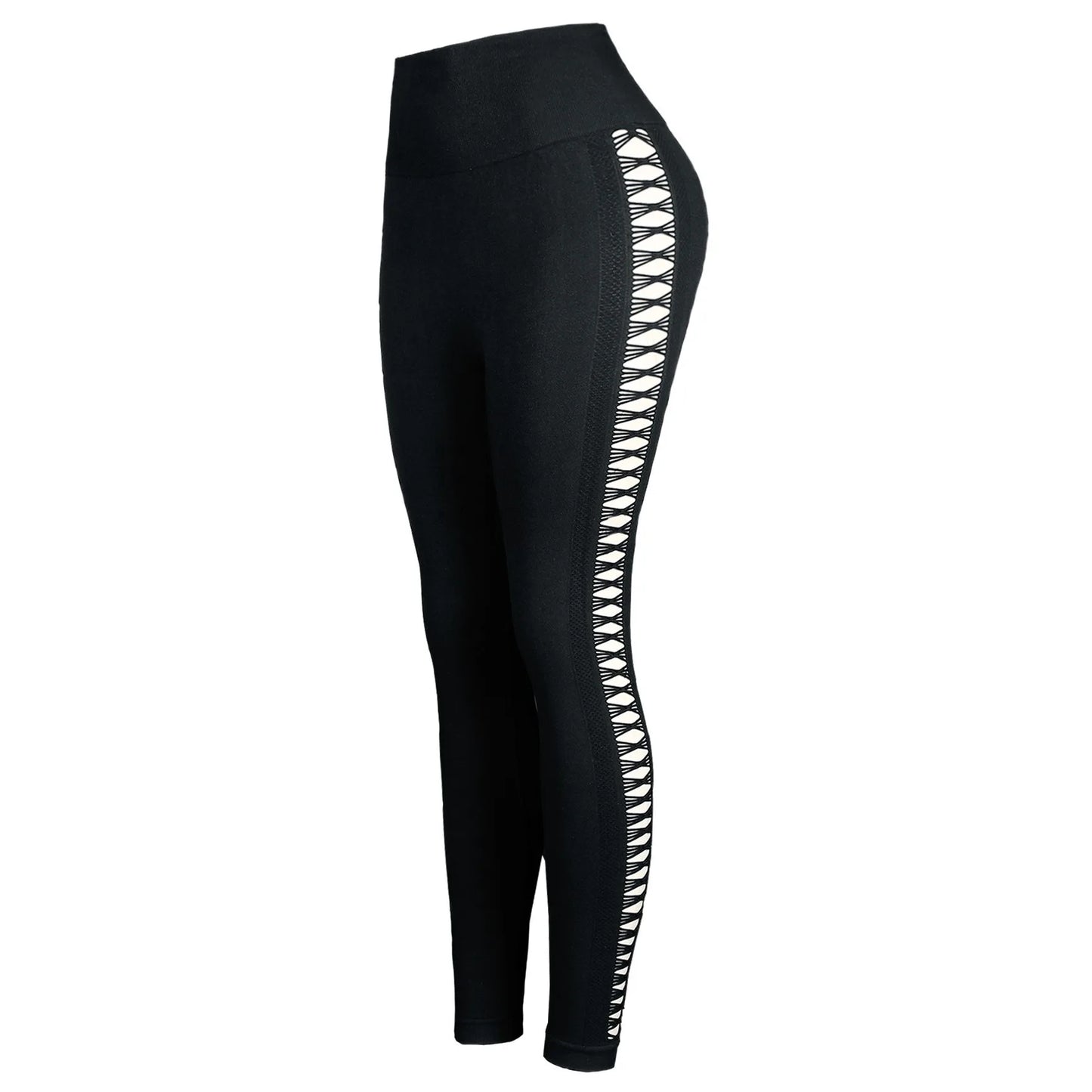 Women's High Waist Seamless Leggings with Side Hollow Design