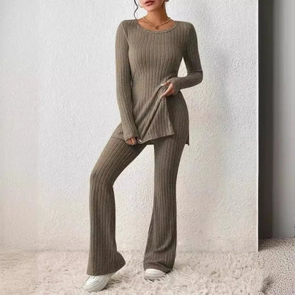 Women's Casual Two-Piece Knit Sweater and Elastic Waist Pants Set