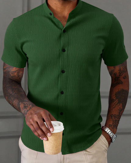 Men's Breathable Short Sleeve Stand Collar Shirt