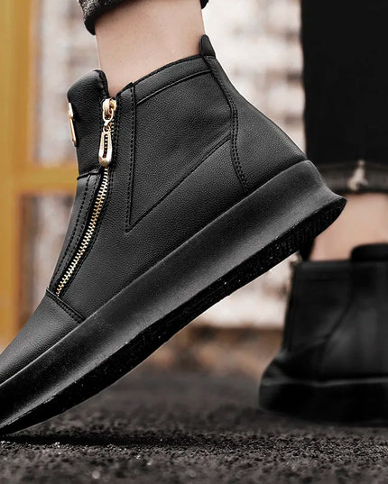 Men's Zippered High-Top Faux Leather Sneakers