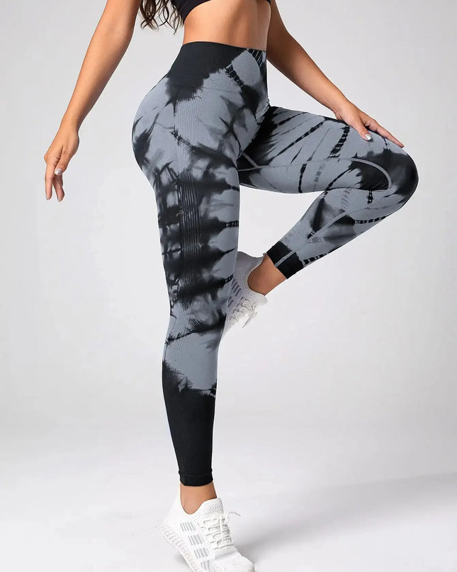 Women's High-Waist Tie-Dye Yoga Pants - Various Colors
