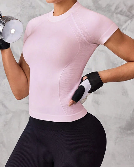 Women's Short-Sleeve Sports Top with Breathable, Quick-Drying Fabric