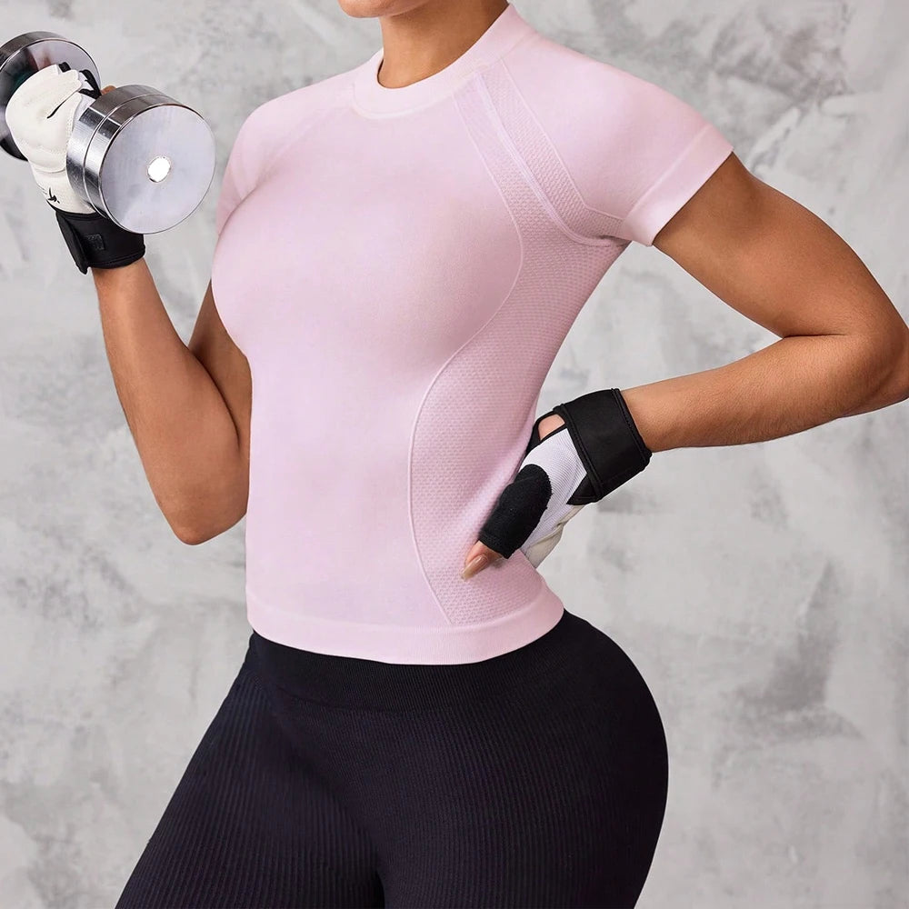Women's Short-Sleeve Sports Top with Breathable, Quick-Drying Fabric