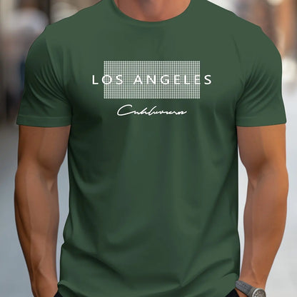 Men's Cotton Los Angeles Graphic Slim Fit Casual Round Neck T-Shirt