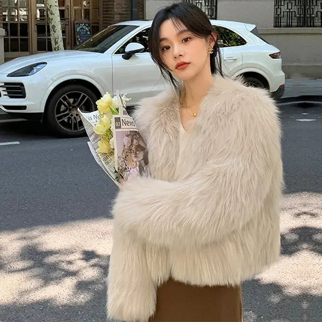 Women's Short Loose Faux Fur Coat - Various Colors
