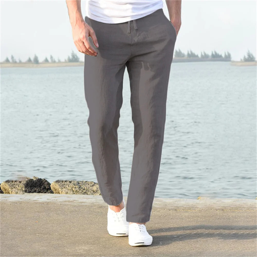 Men's Breathable Cotton Linen Pants - Lightweight & Comfortable Casual Trousers