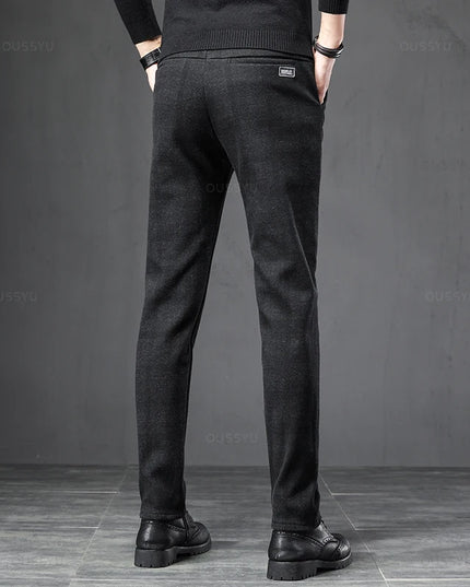 Men's Slim Fit Plaid Stretch Trousers