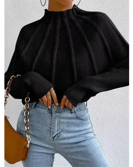Knit Pullover Sweater with Batwing Sleeves for Women