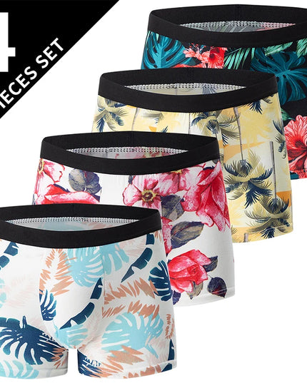4-Pack Men's Comfortable Elastic Waist Trunks