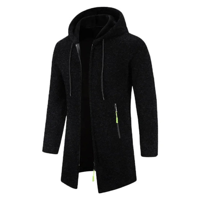 Men's Thick Warm Fleece Zipper Hoodie Casual Long Sleeve Coat
