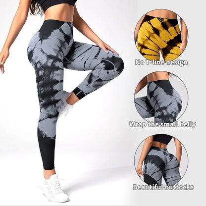Women's High-Waist Tie-Dye Yoga Pants - Various Colors