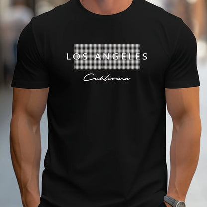 Men's Cotton Los Angeles Graphic Slim Fit Casual Round Neck T-Shirt