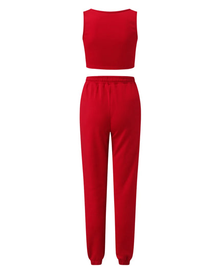 Women's Three-Piece Sweatshirt, Crop Top, and Drawstring Pants Set
